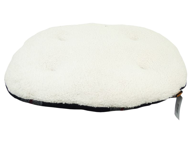 Black Tartan Wool & Sherpa Cushion 100cm