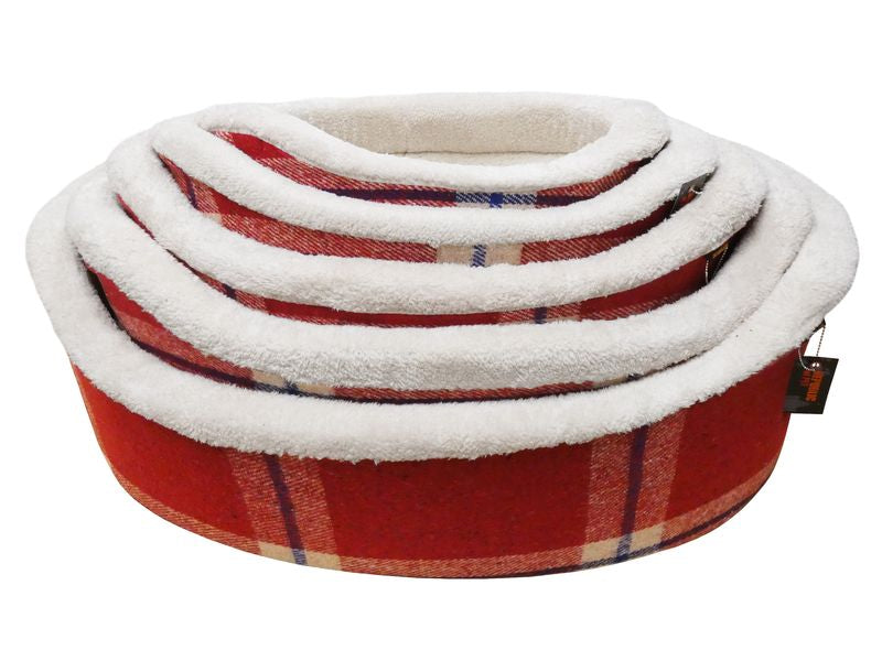 RED TARTAN WOOL+SHERPA NEST 5BEDS 22-42"