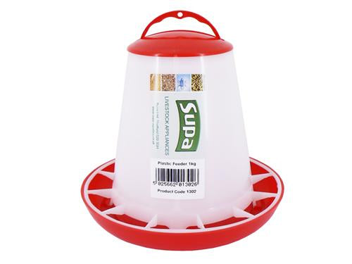 RED & WHITE POULTRY FEEDER 1KG