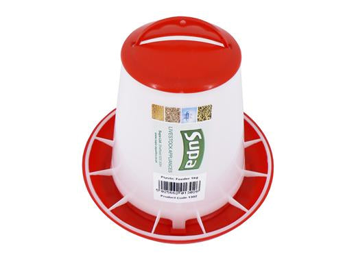 RED & WHITE POULTRY FEEDER 1KG