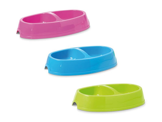 Picnic Twin Dog Bowl Assorted Colour 2x400ml