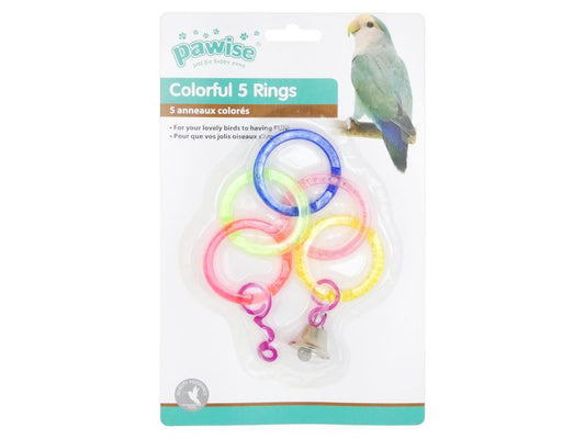 COLORFUL RINGS BIRD TOY & BELL 29CM